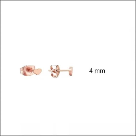 Aramat jewels ® - Oorbellen hartje zweerknopjes rosékleurig chirurgisch staal 4mm