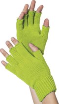 Handschoenen vingerloos gebreid uni neon-groen