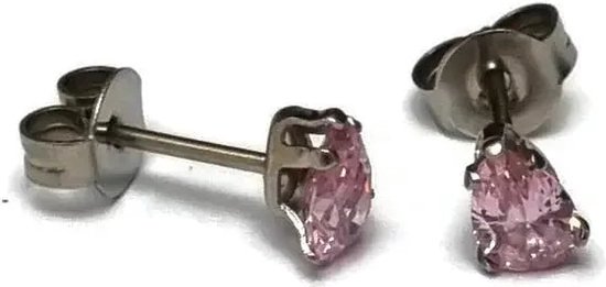 Aramat jewels ® - Stalen oorbellen zirkonia druppel 3mm bij 5mm