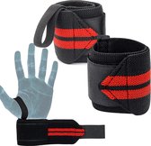 MJ Sports Premium Wrist Wraps - Polsbanden - Polsbrace - Krachttraining - Powerlifting - Fitness - Set van 2 - One Size - Rood