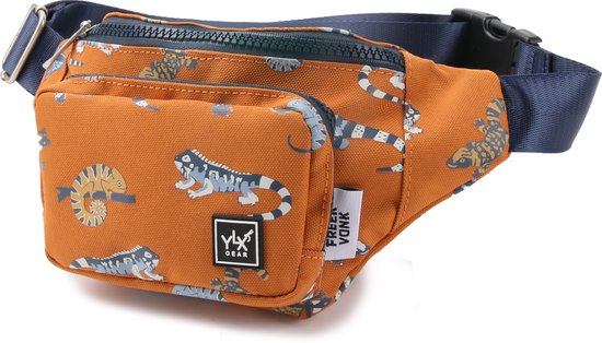 SALE: YLX Gear & Freek Vonk Sprout heuptas voor kinderen | Oranje met hagedissen. jongens - meisjes - unisex - heuptasje - dieren - varanen. Gemaakt van gerecycled plastic