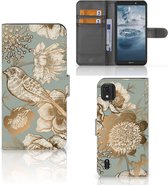 Hoesje geschikt voor Nokia C2 2nd Edition Vintage Bird Flowers