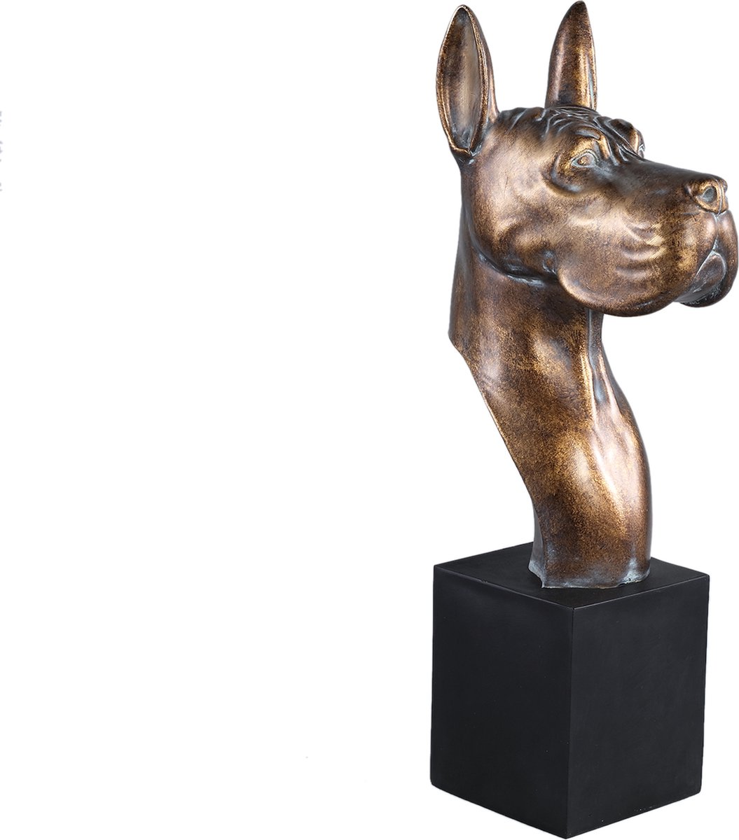 PTMD Samuelo Gold poly statue dog head on base
