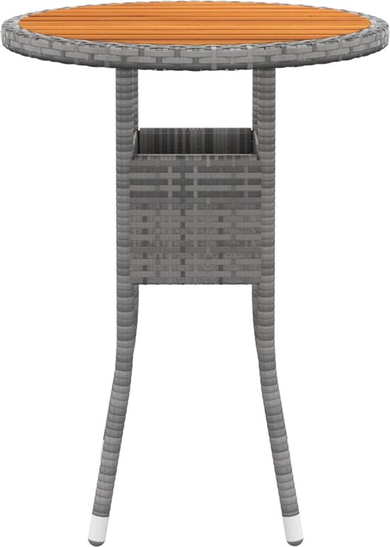 vidaXL Tuintafel 70x38x42 cm poly rattan en acaciahout grijs