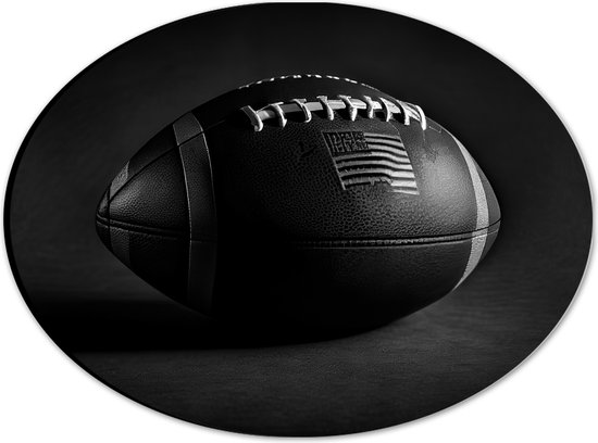 Dibond Ovaal - Rugby Ball in (Zwart- wit) - 28x21 cm Foto op Ovaal (Met Ophangsysteem)