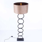 Zwarte vloerlamp met bronzen kap | Velours | 1 lichts | bruin / brons | metaal / stof | kap Ø 45 cm | staande lamp / vloerlamp | modern / sfeervol design