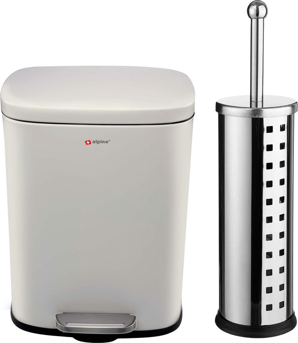 Goedkoopste Badkamer/toilet set - WC-borstel en pedaalemmer 5L - rvs
