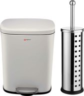 Badkamer/toilet set - WC-borstel en pedaalemmer 5L - rvs