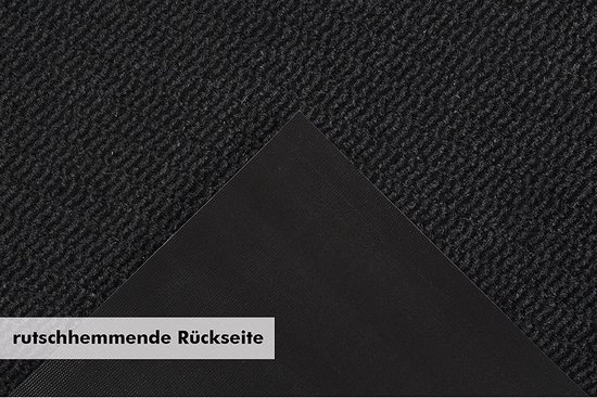 Onderkant van de antracietkleurige deurmat met anti-slip rug.