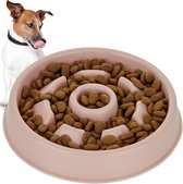 Relaxdays anti-schrokbak hond - voerbak tegen schrokken - eetbak 550 ml - kleine hondenbak - roze