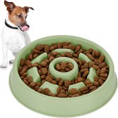 Relaxdays anti-schrokbak hond - voerbak tegen schrokken - eetbak 550 ml - kleine hondenbak - groen