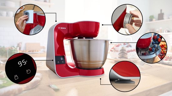 Bosch MUM5 - MUM5X720 - Keukenmachine - 1000W - 3,9L - Met Weegschaal en Timer - Rood van Bosch — afbeelding 3