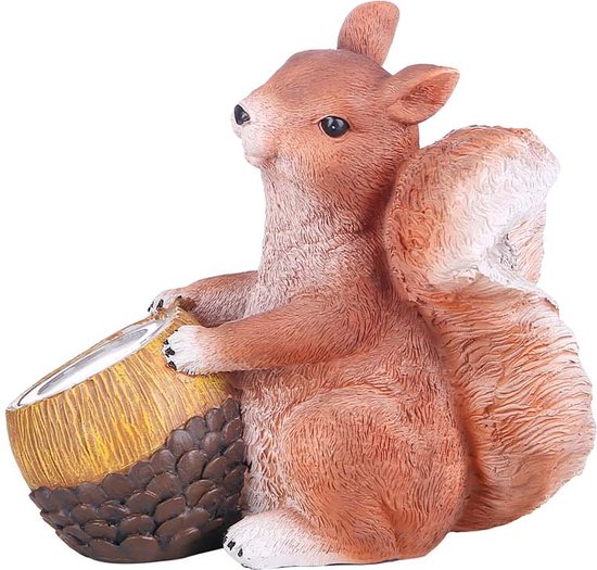 Solar Eekhoorn Tuinbeelden, Outdoor Hars Eekhoorn Solar Animal Lamp met Vlinder Nachtlampje, Realistisch Gazon Beeldje Landschap Decoratief