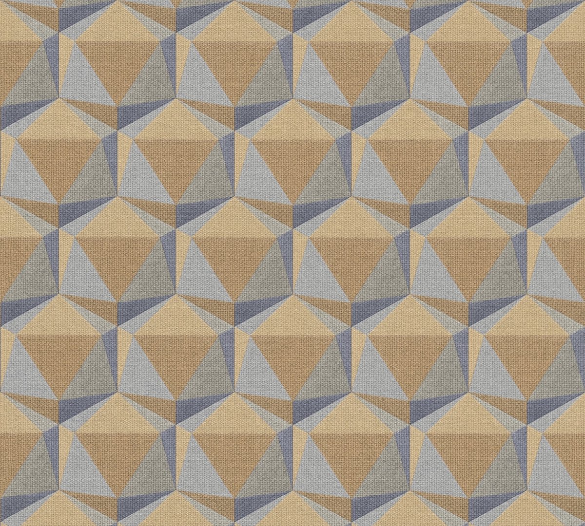 GRAFISCH 3D BEHANG | Retro - geel blauw oranje grijs - A.S. Création Nara