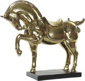 Decoratieve figuren DKD Home Decor Paard Zwart Gouden Hars (29 x 9 x 25 cm)