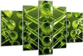 Glasschilderij Abstract - Groen - 170x100cm 5Luik - Foto Op Glas - Geen Acrylglas Schilderij - 6000+ Glasschilderijen Collectie - Wanddecoratie
