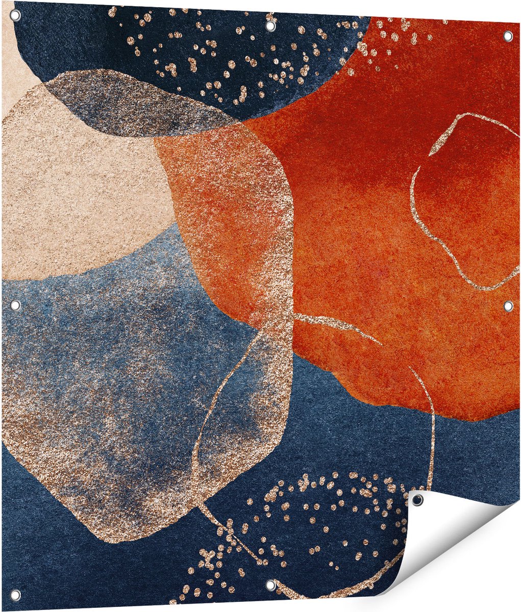 Gards Tuinposter Abstracte Kunst van Cirkels - 90x90 cm - Tuindoek - Tuindecoratie - Wanddecoratie buiten - Tuinschilderij Multikleur