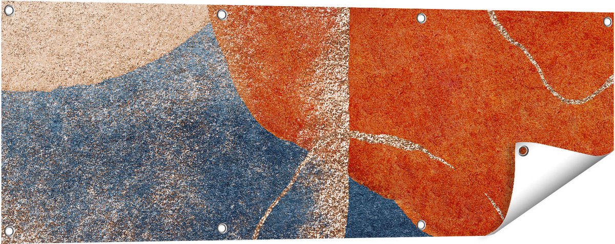 Gards Tuinposter Abstracte Kunst van Cirkels - 120x40 cm - Tuindoek - Tuindecoratie - Wanddecoratie buiten - Tuinschilderij Multikleur