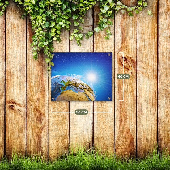 Gards Affiche de jardin Terre vue de l'Espace sur Europe - 50x40 cm - Toile jardin - Décoration de jardin - Décoration murale extérieur - Tableau jardin