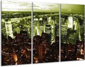 Glasschilderij Steden - Bruin, Groen, Wit - 120x80cm 3Luik - Foto Op Glas - Geen Acrylglas Schilderij - GroepArt 6000+ Glas Art Collectie - Maatwerk Mogelijk
