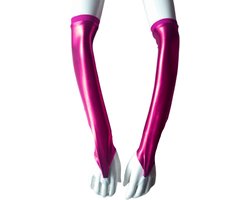 Sexy Handschoenen S/M Roze lange lak handschoen Glans Shiny Lakleer valentijn Gogo dancing dans accessoiren lange vingerloze gloves