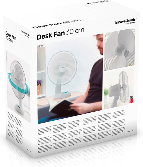 Foto: Innovagoods 30 cm 35w witte bureauventilator