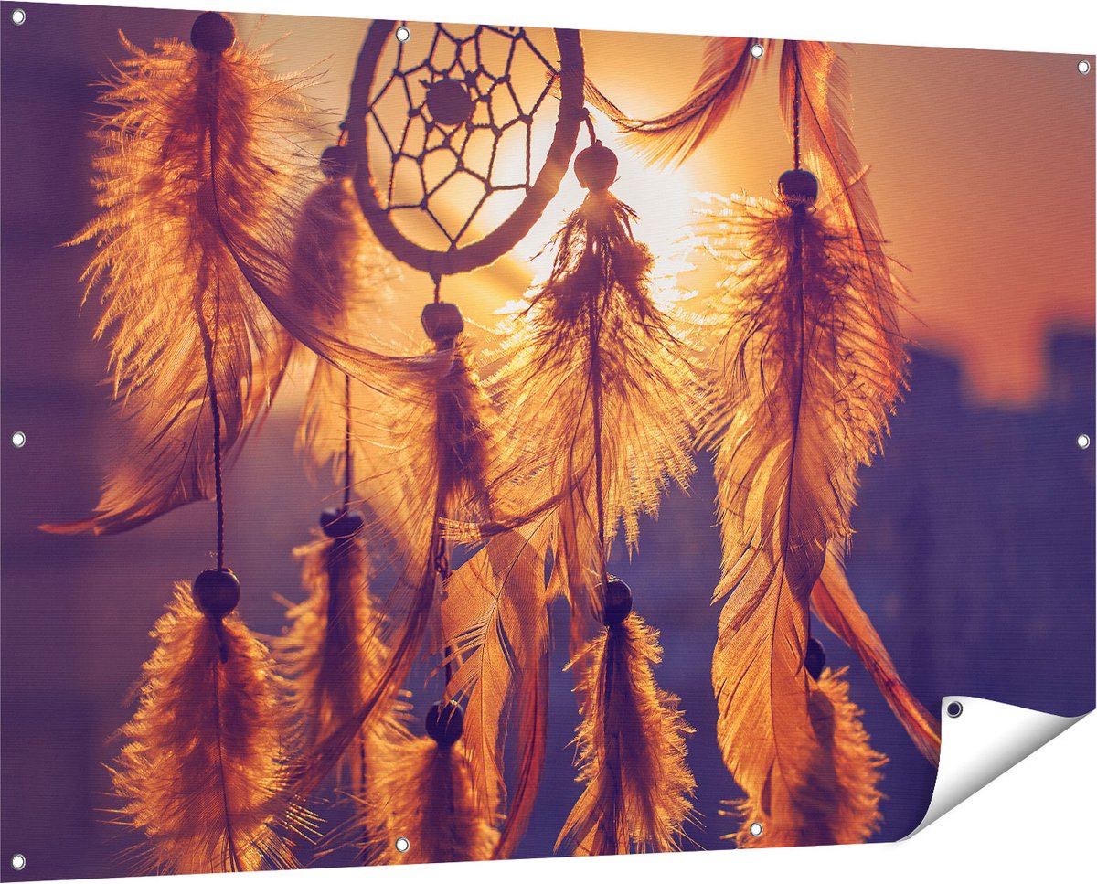 Gards Tuinposter Amulet van de Indianen - Symbool - Ketting - 150x100 cm - Tuindoek - Tuindecoratie - Wanddecoratie buiten - Tuinschilderij Multikleur