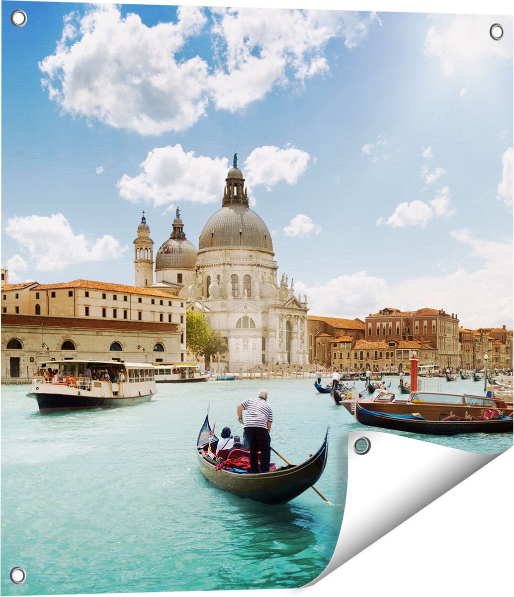 Gards Tuinposter Basiliek San Marco in Veneti� op het Water - 60x60 cm - Tuindoek - Tuindecoratie - Wanddecoratie buiten - Tuinschilderij Multikleur
