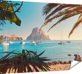 Gards Tuinposter Ibiza Cala d'Hort Strand - 160x120 cm - Tuindoek - Tuindecoratie - Wanddecoratie buiten - Tuinschilderij