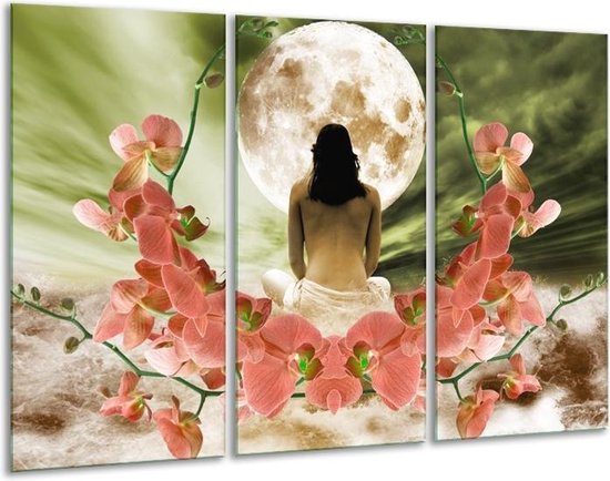 Peinture sur toile Orchidée | Rose, vert, blanc | 120x80cm 3 Liège