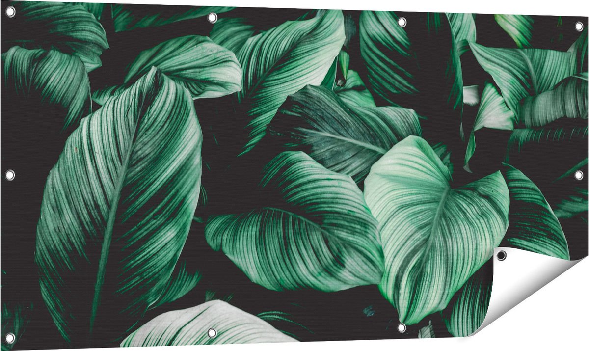 Gards Tuinposter Tropische Groene Bladeren - 120x60 cm - Tuindoek - Tuindecoratie - Wanddecoratie buiten - Tuinschilderij Multikleur