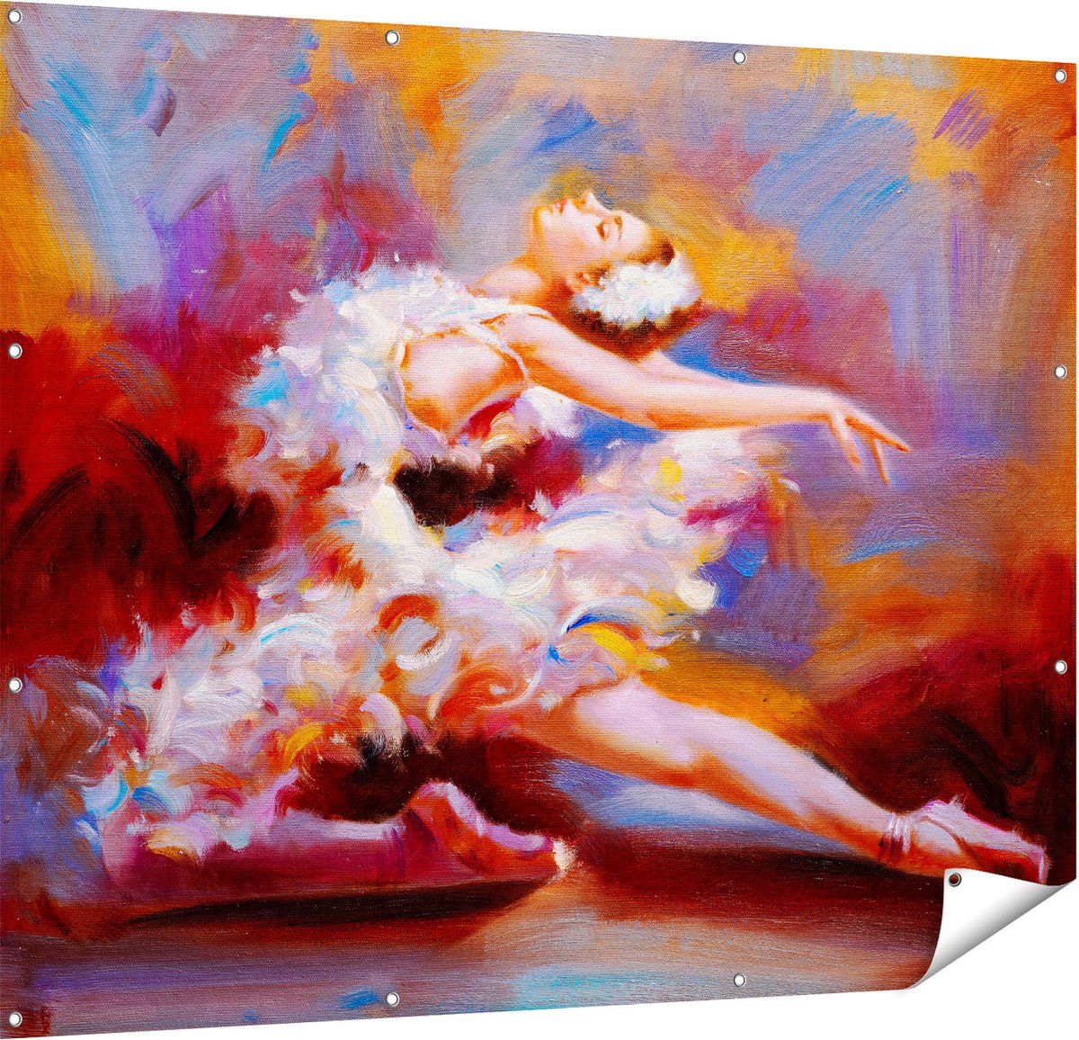 Gards Tuinposter Ballerina van Olieverf - Ballet - 150x120 cm - Tuindoek - Tuindecoratie - Wanddecoratie buiten - Tuinschilderij Multikleur