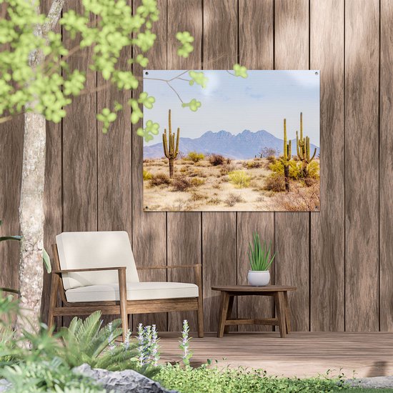 Gards Tuinposter Cactussen in de Woestijn - 100x80 cm - Tuindoek - Tuindecoratie - Wanddecoratie buiten - Tuinschilderij