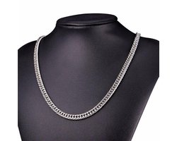 Akyol - zilverkleurige heren ketting - dames ketting - staal -ketting heren -ketting mannen -valentijnscadeau heren - 60 cm -6 mm – Effen ketting -ketting voor vriendin - Ketting voor vriend – 1 ketting