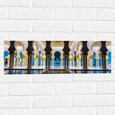 Muursticker - Prachtig Versierde Binnenkant van Sjeik Zayed Moskee in Abu Dhabi - 60x20 cm Foto op Muursticker