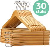 30 Houten Kledinghangers - Met broeklat - 30 Stuks