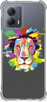 GSM Hoesje Motorola Moto G53 Leuk TPU Back Cover met transparante rand Lion Color