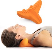 Navaris Oreiller de massage pour le cou et les épaules - Oreiller cervical pour adultes - En orange - Sans électricité ni piles