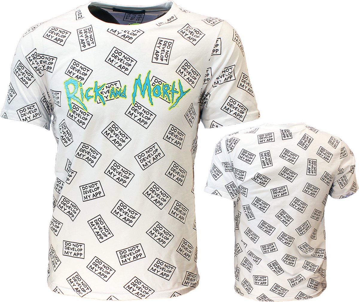 Rick & Morty Do Not Develop My App T-Shirt Wit - XL