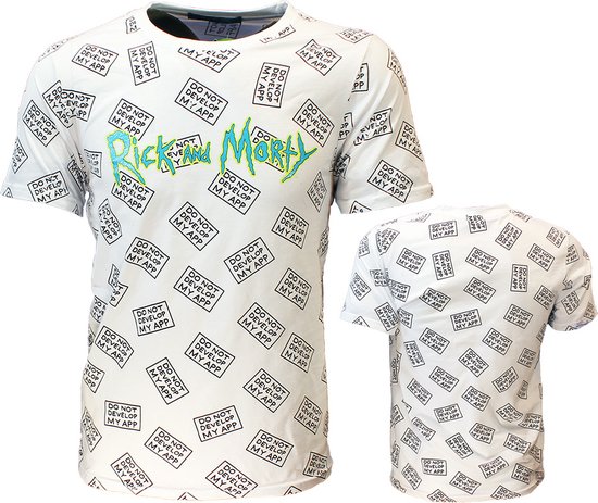 Rick & Morty Do Not Develop My App T-Shirt Wit - Officiële Merchandise