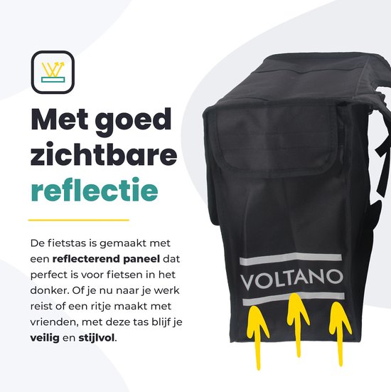 Voltano Dubbele Fietstas XL - Zwart - 48 Liter - Waterdicht - Universele bevestiging - Fietstassen Elektrische Fietsen van Voltano — afbeelding 4