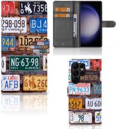 Wallet Book Case Geschikt voor Samsung Galaxy S23 Ultra GSM Hoesje Kentekenplaten
