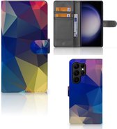 Telefoon Hoesje Geschikt voor Samsung Galaxy S23 Ultra Bookcase Polygon Dark