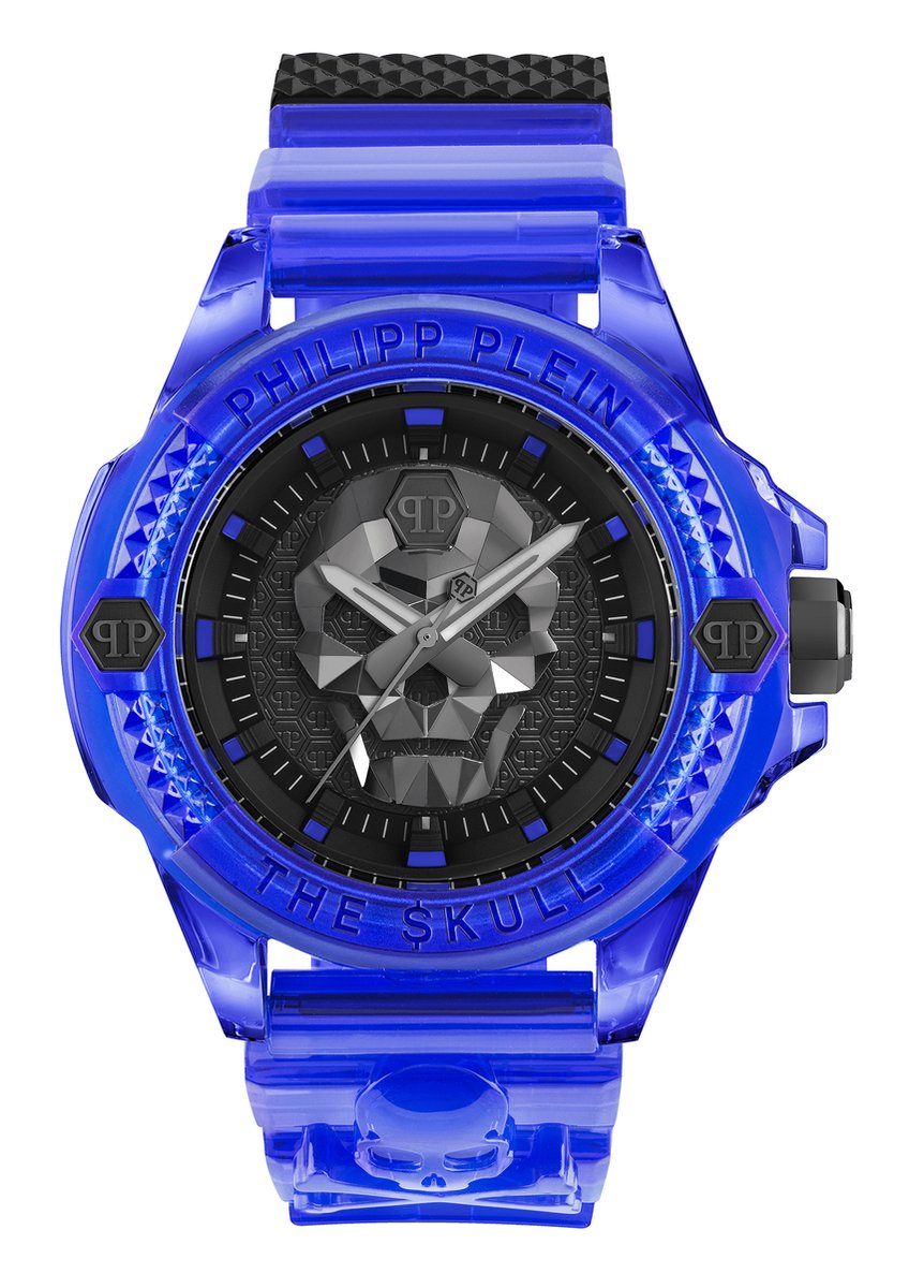 Philipp Plein The $Kull Synthetic PWWAA0323 Horloge - Siliconen - Blauw - Ø 44 mm