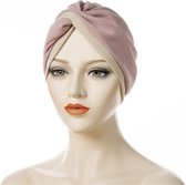 Cabantis 2 color Hijab - Hoofddeksel - Islamitisch - Tulband - Muts - Chemo - Beige & Pastelroze