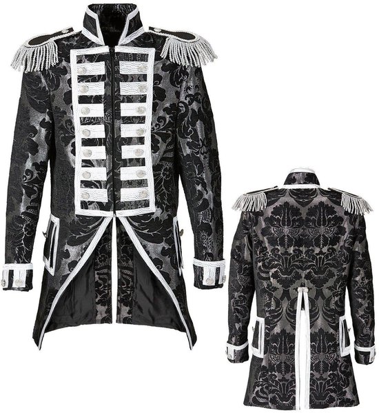 Widmann - Middeleeuwen & Renaissance Kostuum - Royale Frackjas Parade Zilver Man - Zilver - Small - Halloween - Verkleedkleding