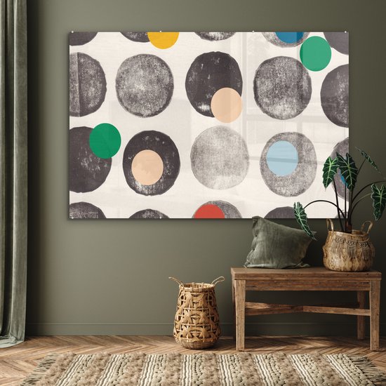 MuchoWow® Peinture sur verre 150x100 cm - Peinture sur verre acrylique - Couleurs - Abstrait - Cercles - Pastel - Photo sur verre - Peintures