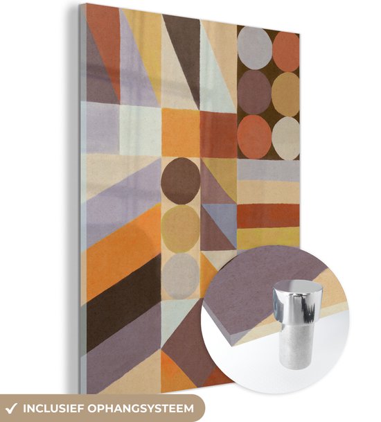 MuchoWow® Peinture sur verre 120x160 cm - Peinture sur verre acrylique - Géométrie - Formes - Couleurs - Pastel - Photo sur verre - Peintures