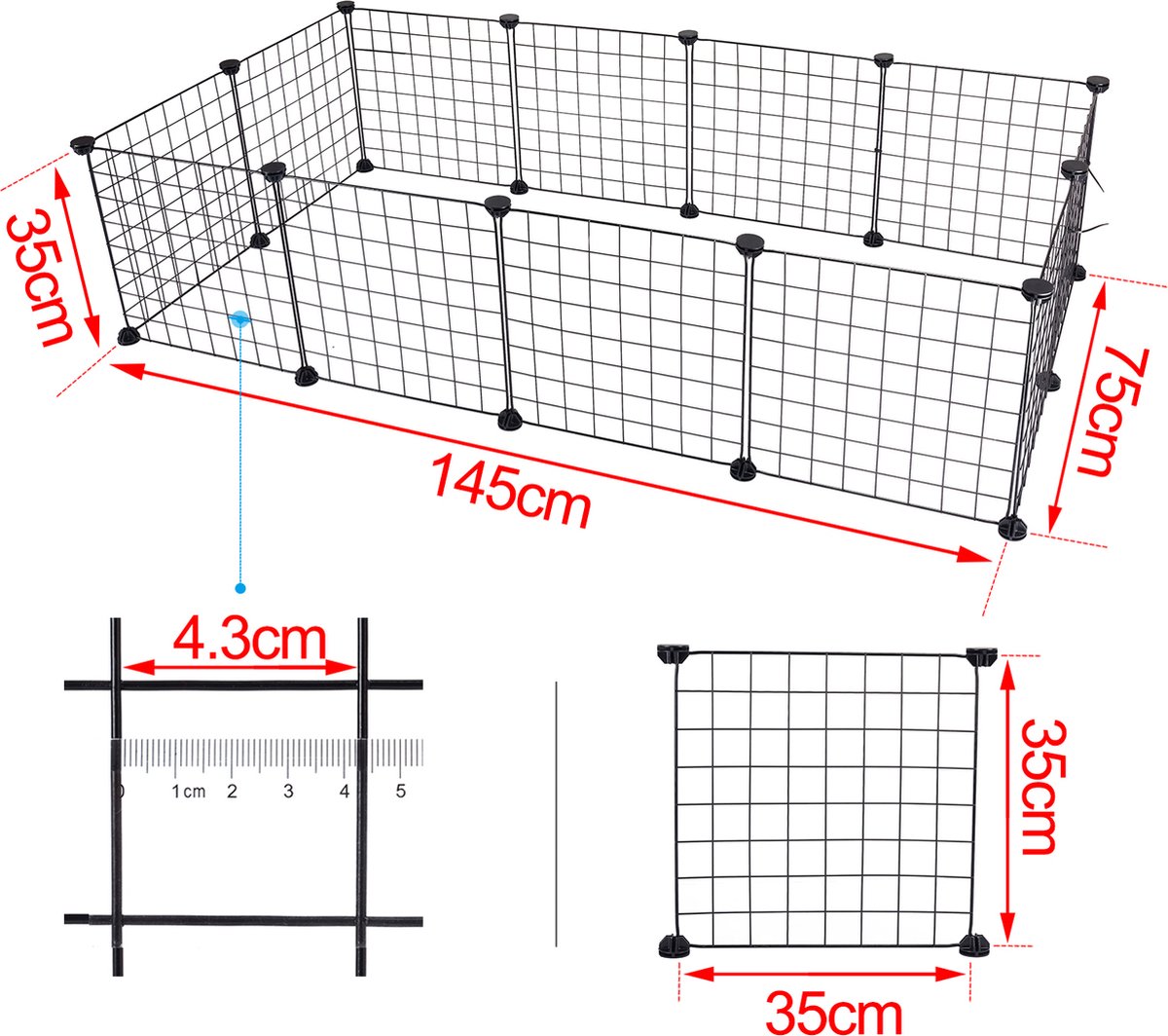 BRIAN & DANY Huisdierbox, draagbare box voor kleine dieren met gesloten poort, kunststof puppyspeelbox voor binnen voor hamster, puppy, konijn, rat, cavia, 12 panelen, 180 x 90 x 75 cm, rook BRIAN & DANY Huisdierbox, draagbare box voor kleine dieren met gesloten poort, kunststof puppyspeelbox voor binnen voor hamster, puppy, konijn, rat, cavia, 12 panelen, 180 x 90 x 75 cm, rook