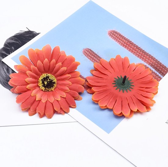 40 Stuks Kunstbloemen – Oranje – 10 cm – Decoratie Bloemetjes